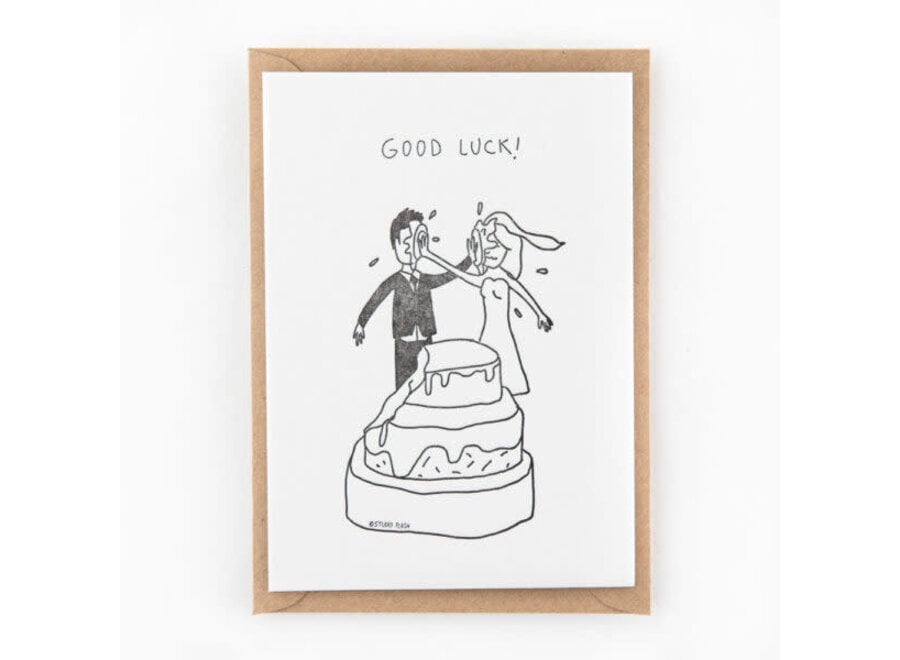 wenskaart - good luck wedding cake