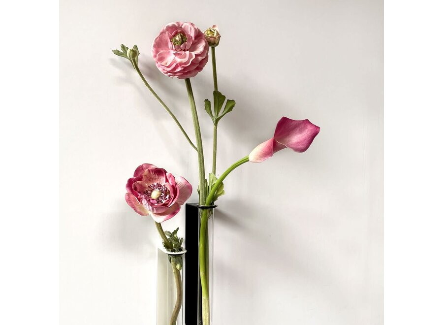 magnetisch bloemenvaasje - s - staal & glas - zwart