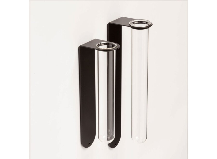 magnetisch bloemenvaasje - s - staal & glas - zwart