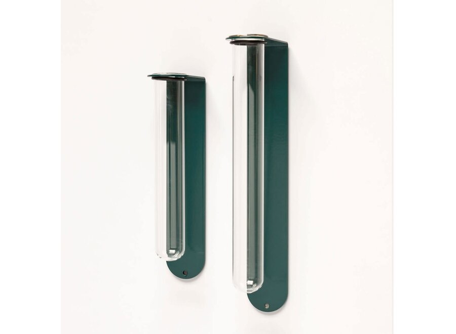 magnetisch bloemenvaasje - s - staal & glas - groen