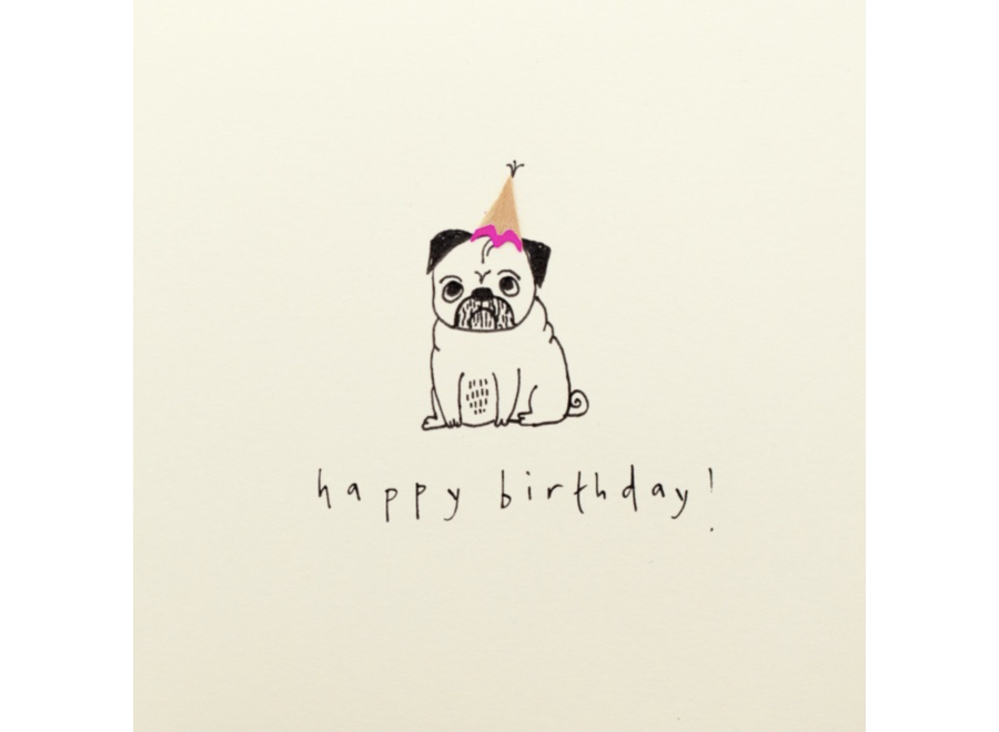 wenskaart - slijpsel – happy birthday dog