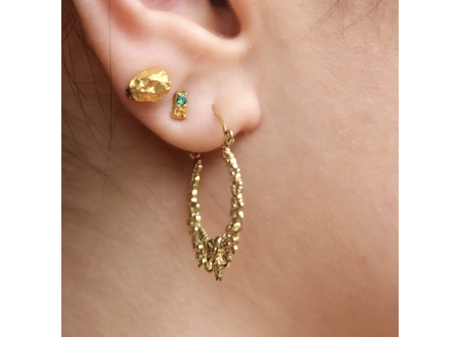 oorsteker - xs gemstones green amber - zilver