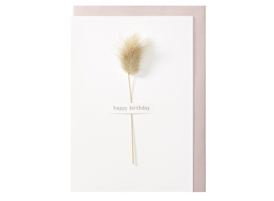 wenskaart - droogbloem - happy birthday