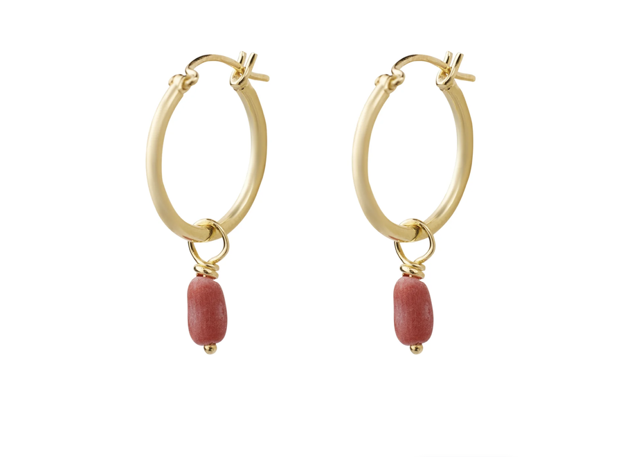 oorring - coral - verguld