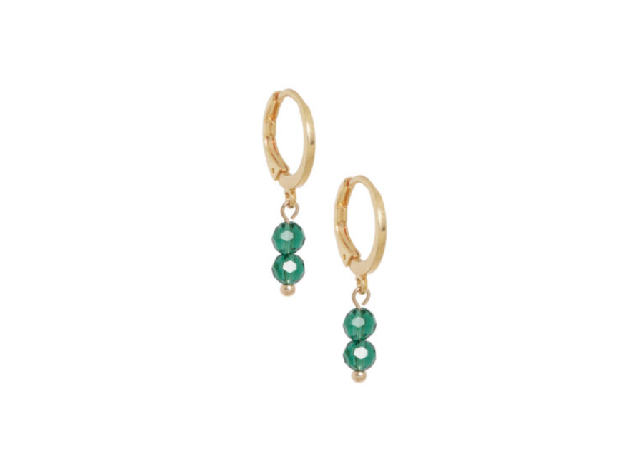 oorstekers - rings 2 gemstones - felgroen