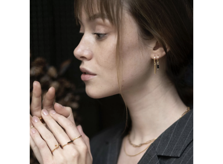 oorstekers - rings 2 gemstones - felgroen