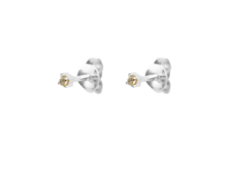 oorbel - xs citrine gemstone - zilver