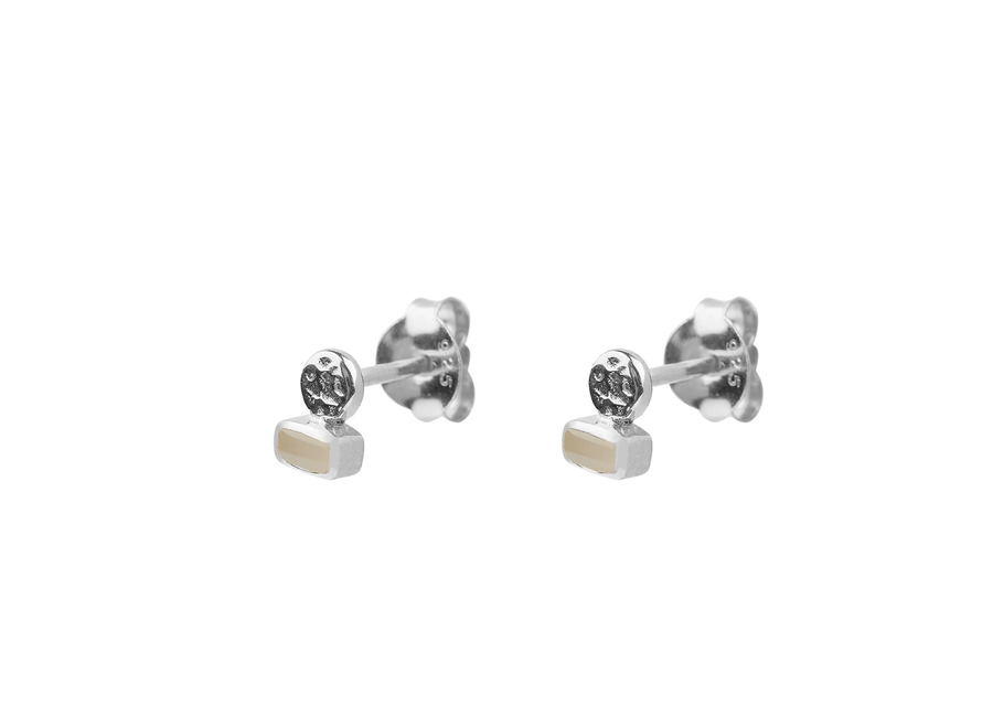 oorsteker - dot rectangular - zilver