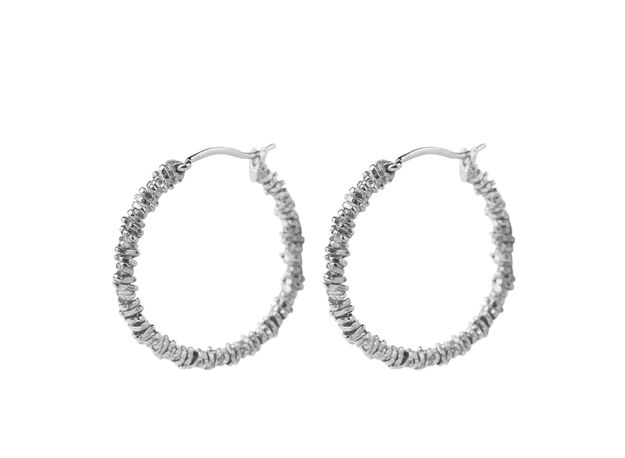oorring - multi structure - zilver