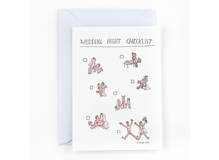 wenskaart - wedding night checklist