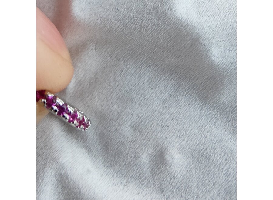 oorringetje - xs gemstone ruby - zilver
