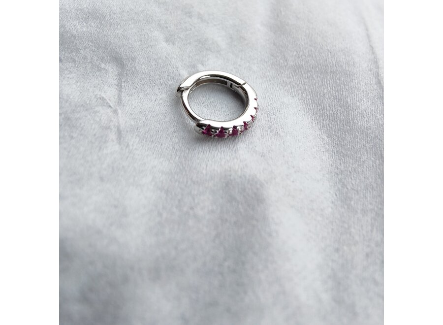 oorringetje - xs gemstone ruby - zilver