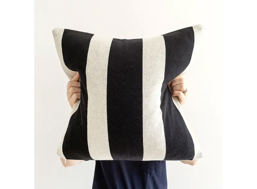 kussen - stripe - # black - 100% katoen