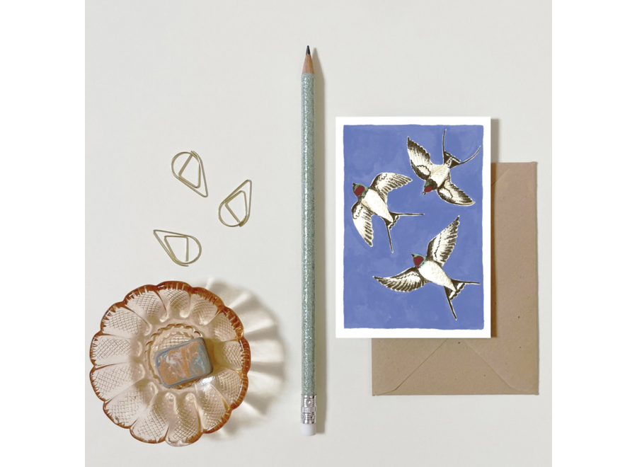 wenskaartje - zwaluwen