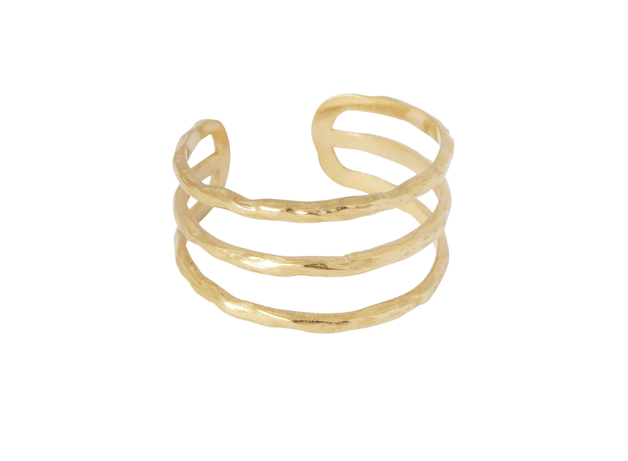 ring - lines hammered - verguld