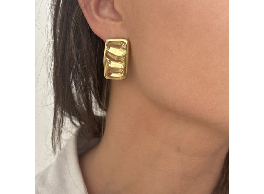 oorstekers - organic xl rectangle - verguld