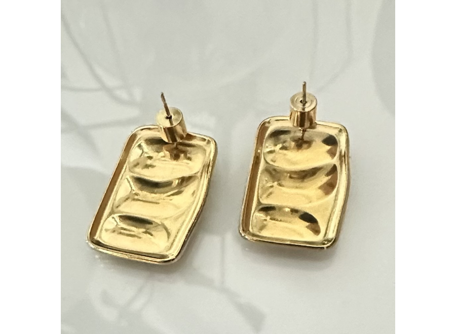 oorstekers - organic xl rectangle - verguld