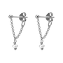 oorsteker - tiny chain pearl stud - zilver