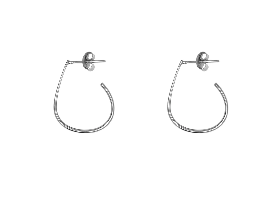 oorring - thin oval stud - zilver