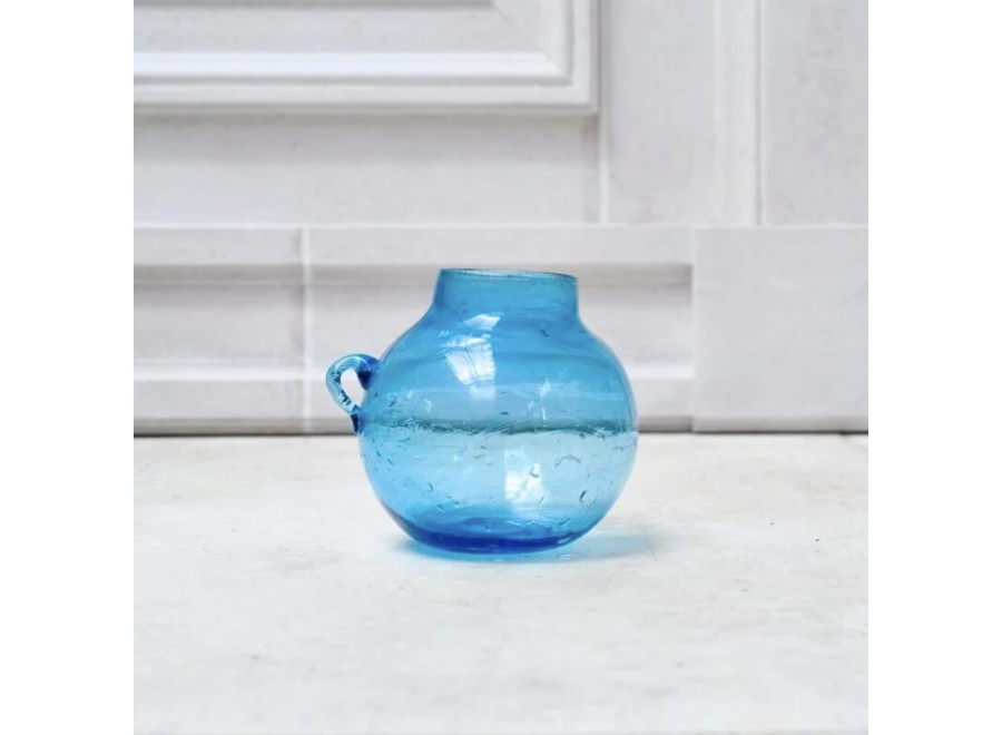 hangvaasje boule - mondgeblazen glas - blue
