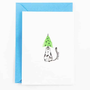wenskaart - cat with christmas tree on its head
