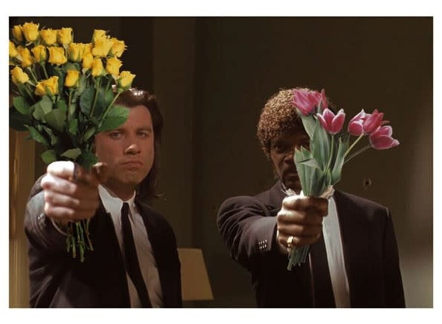 postkaart + enveloppe - pulp fiction flowers