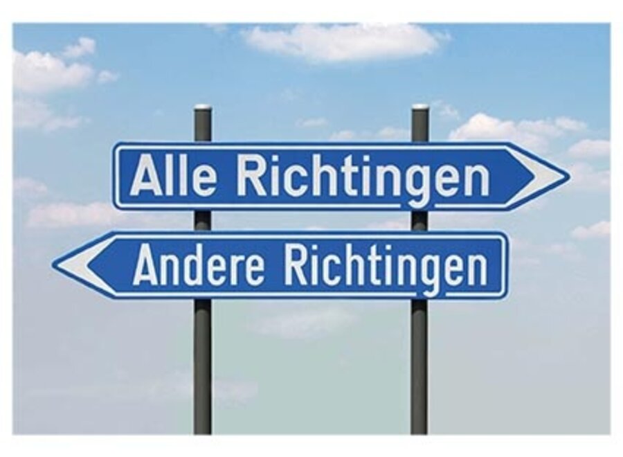 postkaart + enveloppe - alle richtingen - andere richtingen