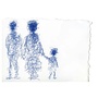 postkaart + enveloppe - gekriebelde familie