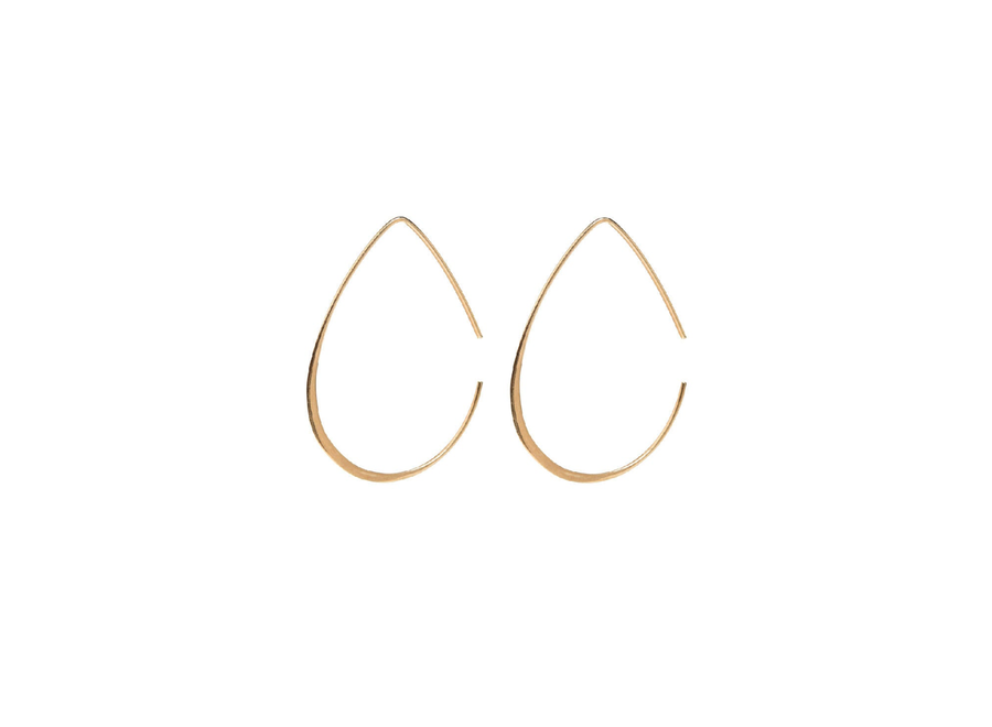 oorring - open thin drop - verguld