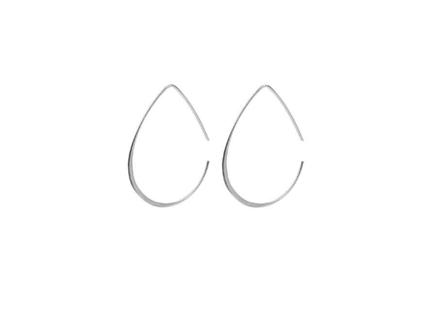 oorring - open thin drop - zilver