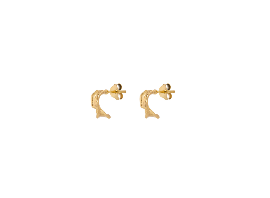 oorring - abstract hoop s - verguld