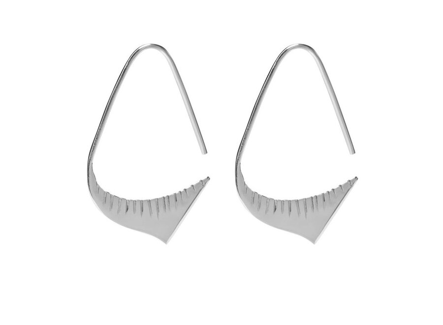oorring - carved - zilver