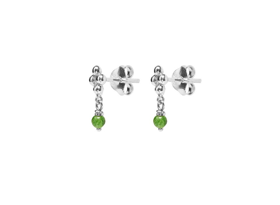 oorsteker - lovelace green stone - zilver