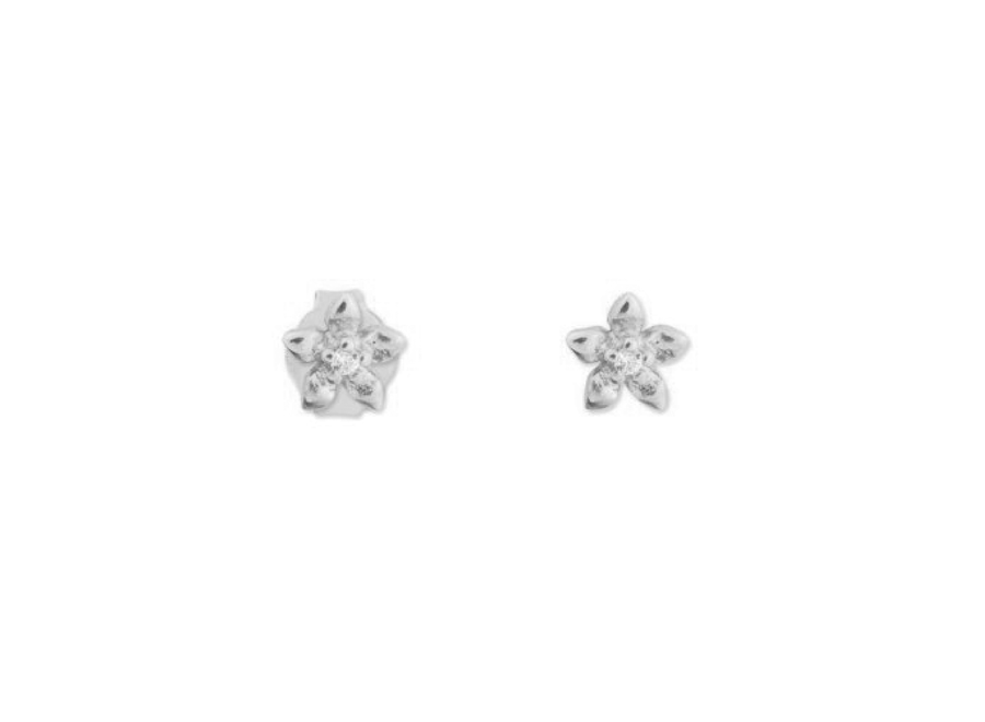 oorsteker - tiny flower stone - zilver