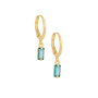 oorringetjes - rectangle gemstone turquoise - verguld