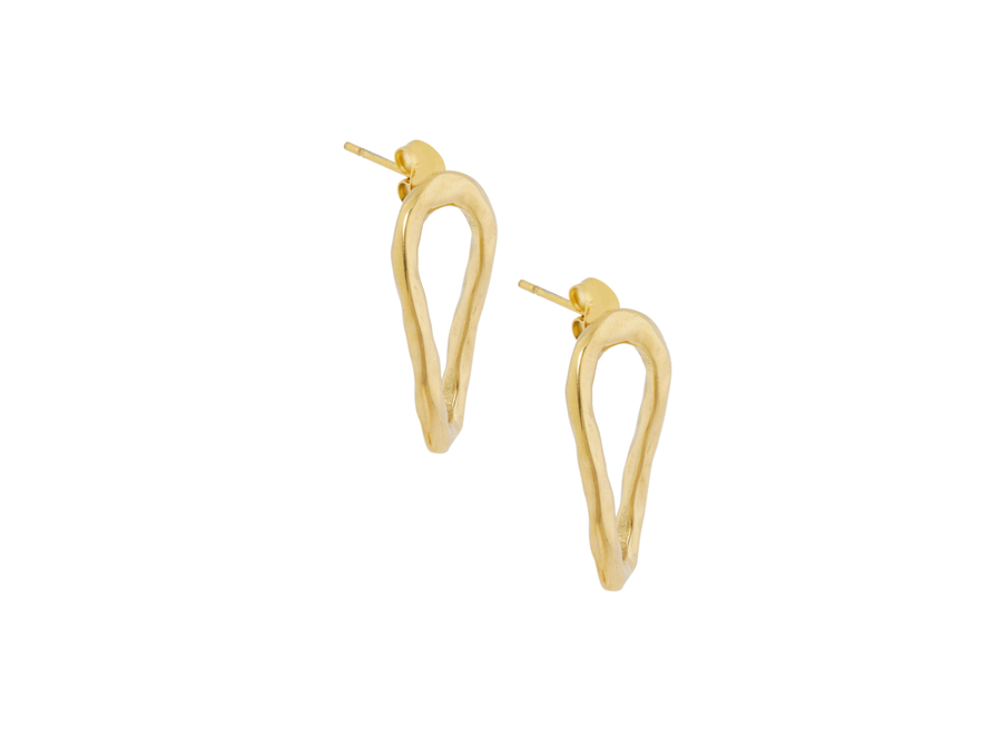 oorstekers - oval organic hammered - verguld