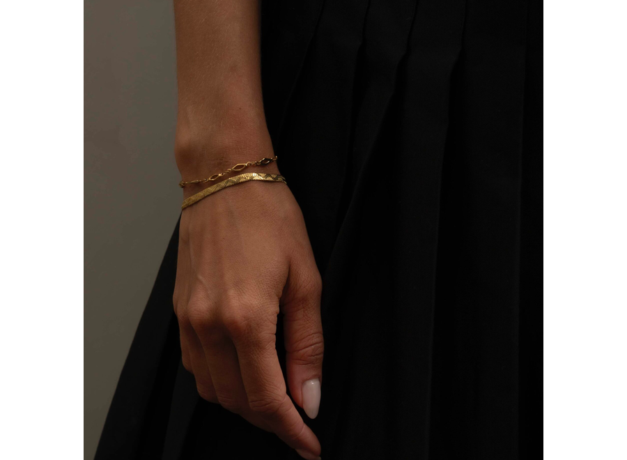 armband - wide snake - verguld
