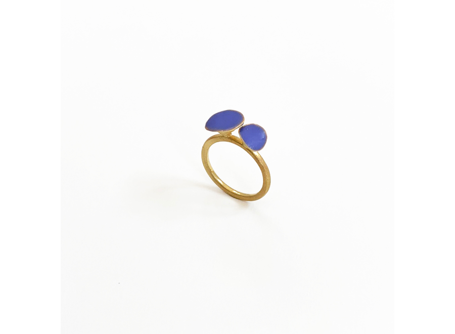 ring - triple blossom - blue