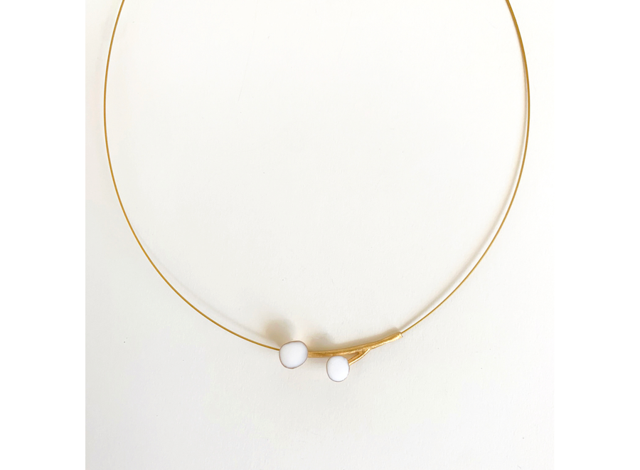halsketting - double blossom - white