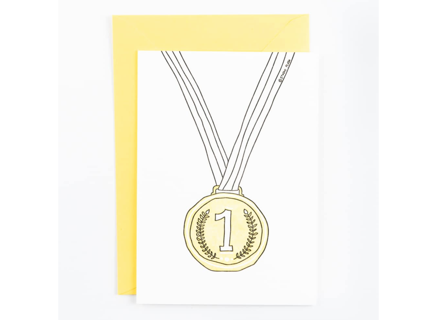 wenskaart - number 1 / medaille