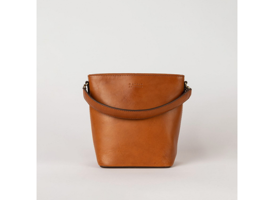 bucket bag - midi - cognac leather