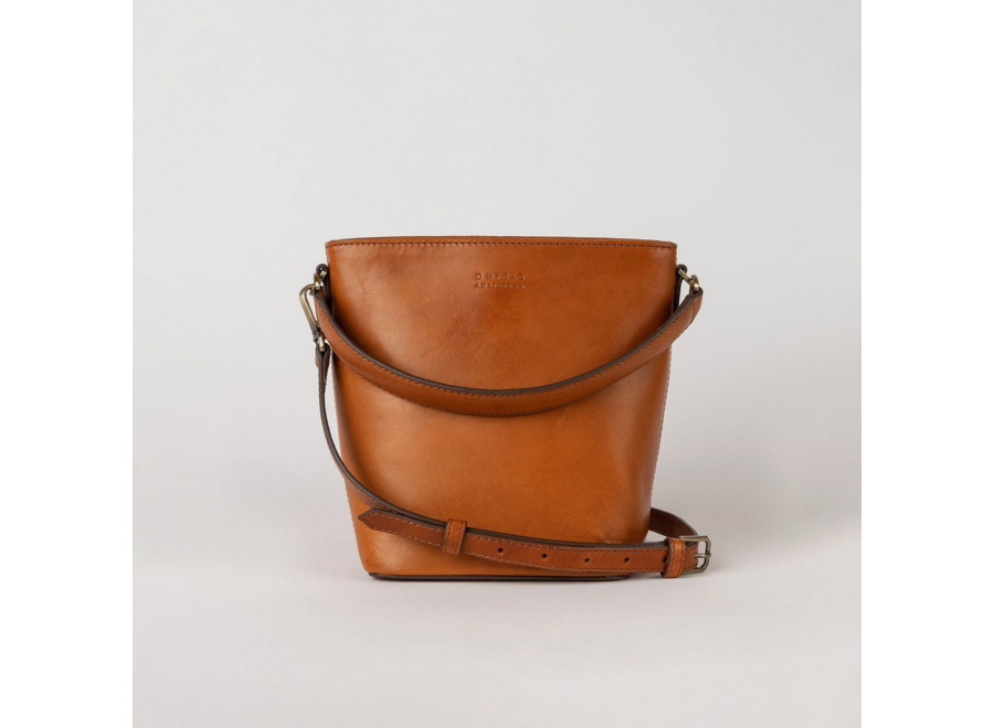 bucket bag - midi - cognac leather