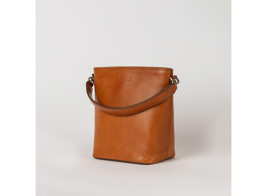 bucket bag - midi - cognac leather