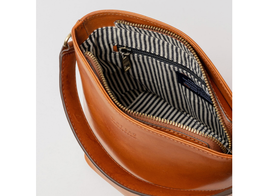 bucket bag - midi - cognac leather
