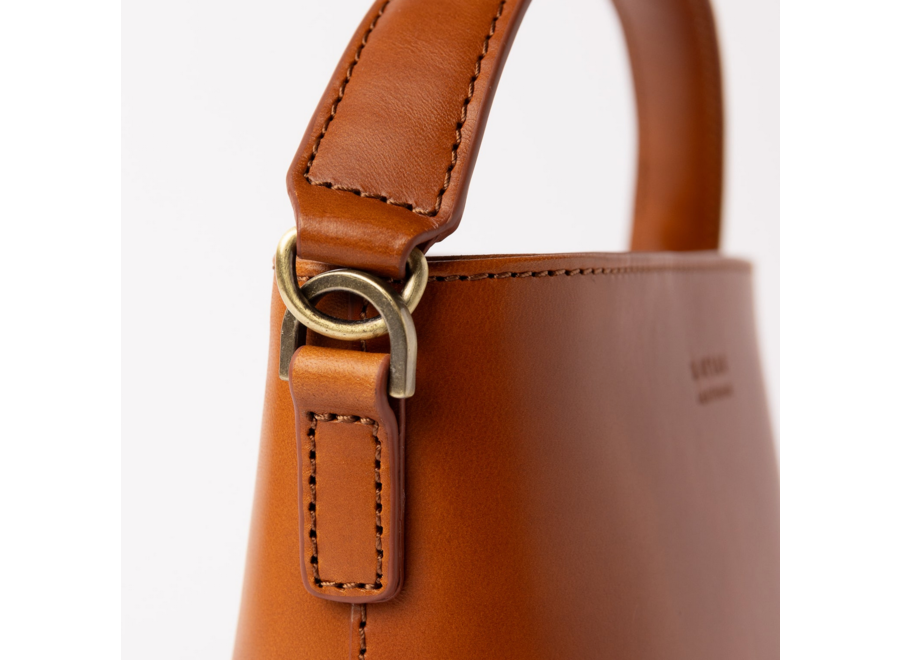 bucket bag - midi - cognac leather