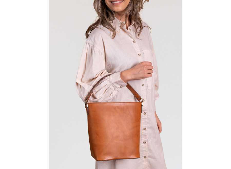 bucket bag - maxi - cognac leather
