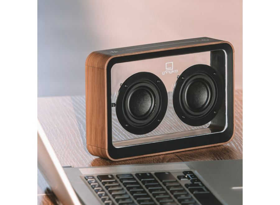 doorzichtige houten bluetooth speaker - walnoot