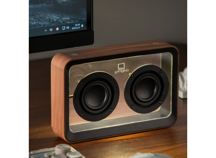 doorzichtige houten bluetooth speaker - walnoot