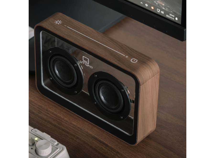 doorzichtige houten bluetooth speaker - walnoot