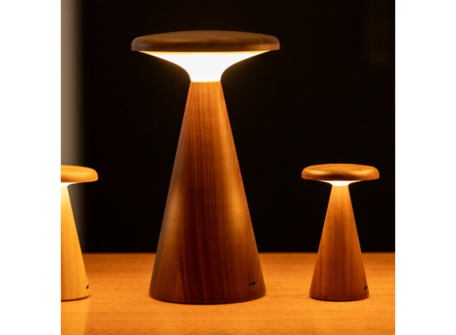 draadloze houten lamp - mini - walnoot
